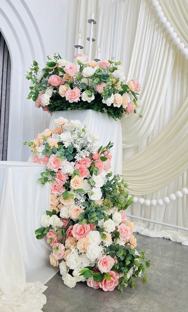 ست گل ۴ تکه تخفیفی (ست شامل۱ عدد۱متر-۱ عدد۵۰ سانت-۲حلقه  گل شمعدان)